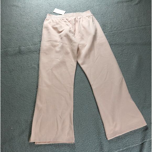 New Pact Organic Jogger Sweatpants Womens Large Pink Posey Side Slits Pull On - Picture 2 of 6